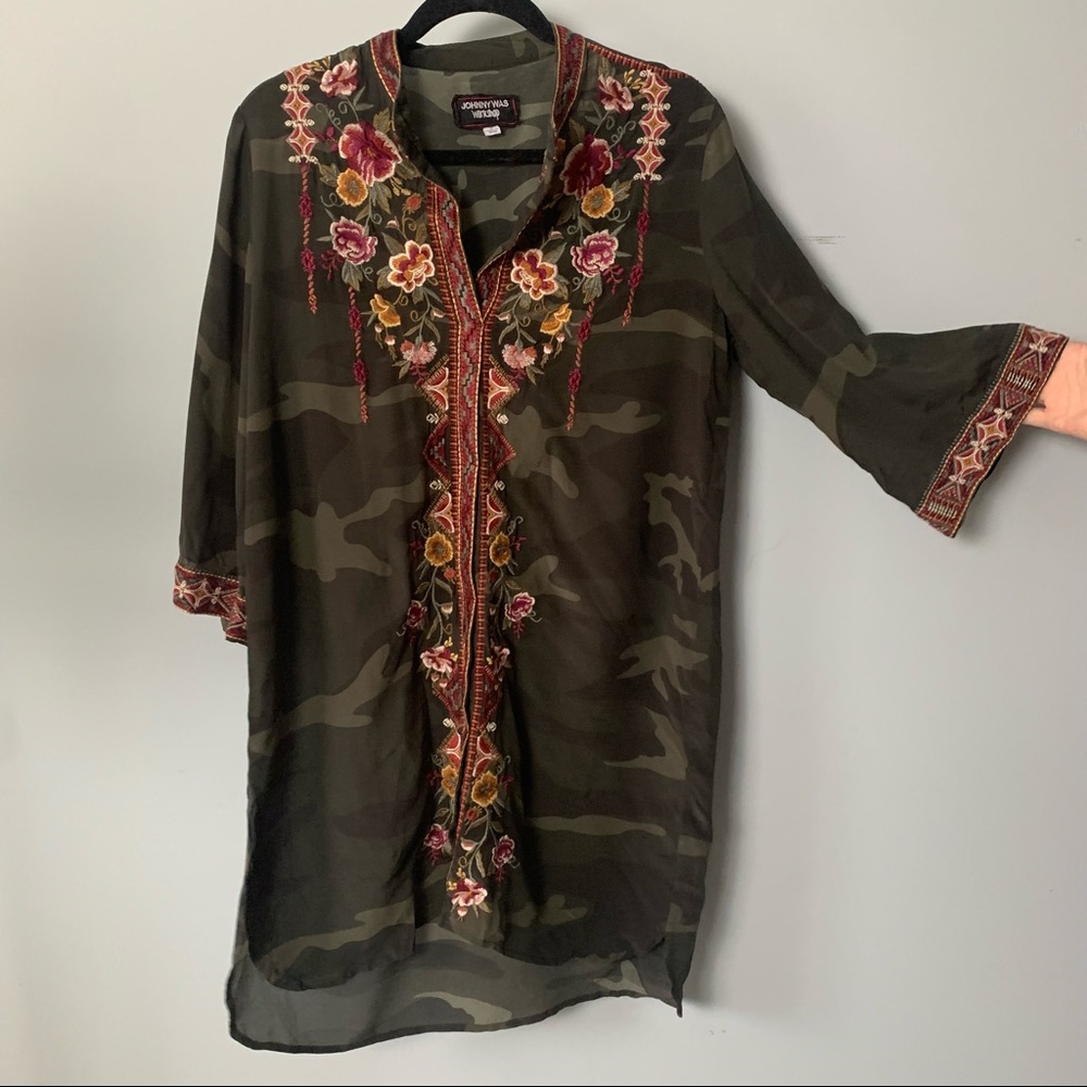 JOHNNY WAS WORKSHOP EMBROIDERED SILK TUNIC